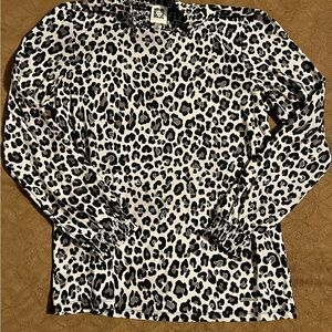 Anne Klein Black and White Leopard Print Top